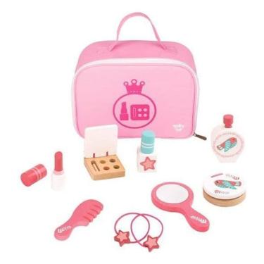 Imagem de Brinquedo Maleta Maquiagem Infantil 11pçs Madeira Tooky Toy