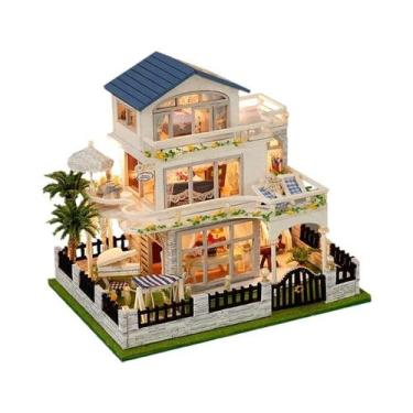 Imagem de Casa De Bonecas Miniatura De Madeira DIY, Quebra-Cabeça 3D, Kit De Mon