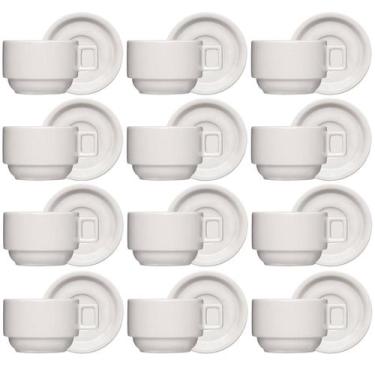 Imagem de Conjunto 12 Xícaras Café Chá com Pires 210ml Bar Hotel Porcelana Branc