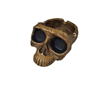Imagem de Cinzeiro Cranio Caveira De Resina Cor Dourado - Decore Casa