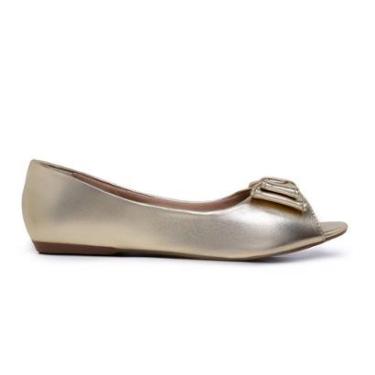 Imagem de Sapatilha Bico Peeptoe Leruchel Laco Melizada Ouro Light-Feminino