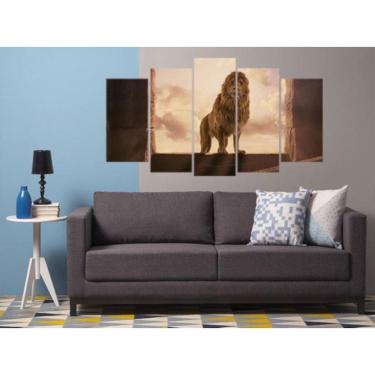 Imagem de Quadro Decorativo Mosaico 5 Peças Mod208 Leão De Judá 08