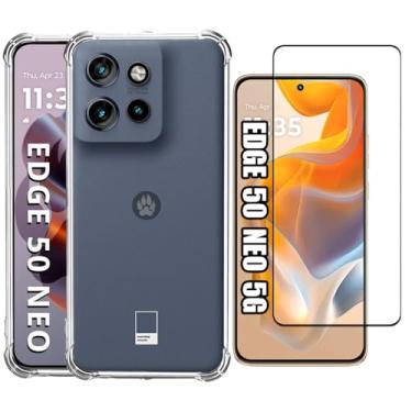 Imagem de Kit Capa Capinha Transparente e Película De Vidro 3D Para Motorola Moto Edge 50 Neo