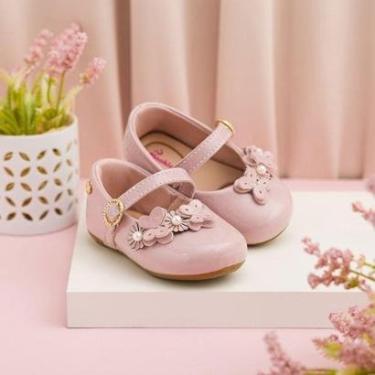 Imagem de Sapatilha Bebê Menina Pinokio Verniz Com Flores, Pérolas E Borboletas - Festa E Batizado-Feminino