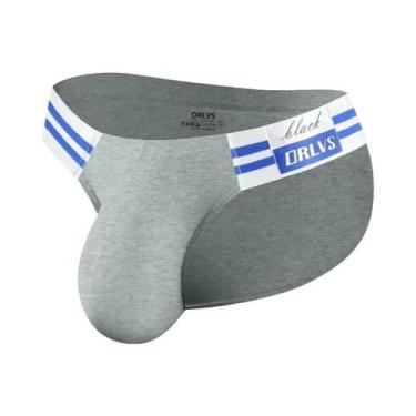 Imagem de Cuecas Masculinas De Algodão Listradas Azul Marinho, Modelo Biquíni De