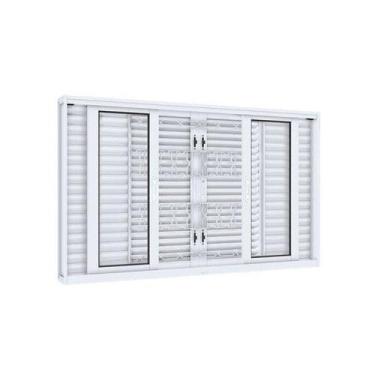 Imagem de Janela de Aço Veneziana 100x200cm 6 Folhas com Grade Mosaico Facilita 