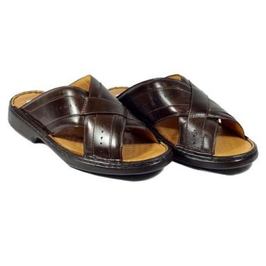 Imagem de Sandália Masculina Calce Fácil Conforto Antiestresse Couro - E.SETTING