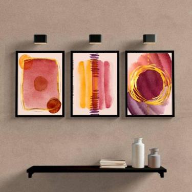 Imagem de Kit 3 Quadros Decorativos Abstratos Bordô