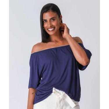 Imagem de Blusa Feminina Ciganinha Manga Curta Marisa Azul-23041, Azul, M