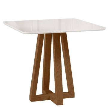 Imagem de Mesa de Jantar Livia Piccola Quadrada com Vidro – Madeira/MDF, Acabamento Âmbar - Sonetto