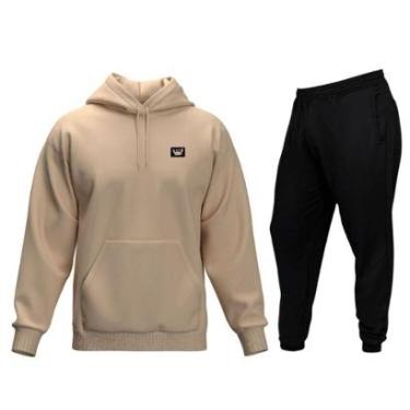 Imagem de Conjunto de Moletom Blusa + Calça Masculino Estampado Estilo Casual Esportes Frio-Masculino