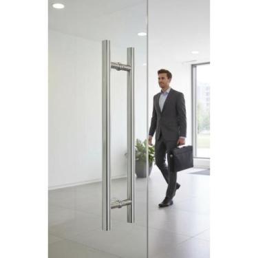 Imagem de Puxador Redondo Inox 45cm: Porta e Portão Moderno - Congratulations St