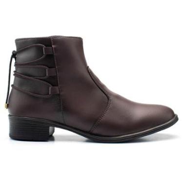 Imagem de Bota Moderna Casual Feminina Salto Baixo Cano Curto Zíper Lateral Conforto Dia A Dia-Fe...