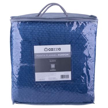 Imagem de Manta Cobertor Queen Flannel Cazza Pompom Azul