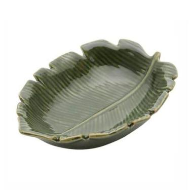 Imagem de Folha Decorativa Cerâmica Banana Leaf Verde Lyor 16x12x4cm