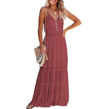 Imagem de Vestido PRETTYGARDEN Maxi Vermelho Sem Mangas com Alças Finas XL