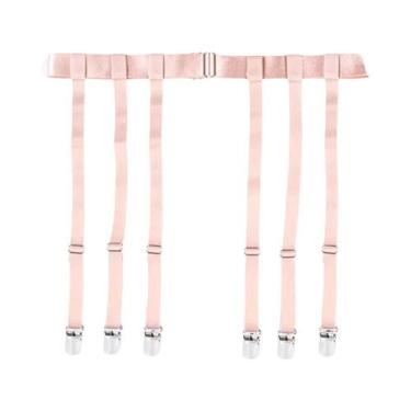 Imagem de Cinto De Ligas Elástico Ajustável Preto Feminino Com 4/6 Clipes De Met