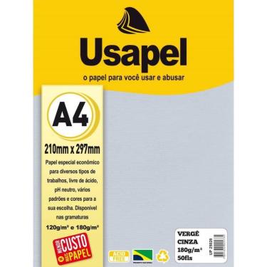 Imagem de Papel A4 Vergê Usapel Cinza 180g.50fls - Filiperson