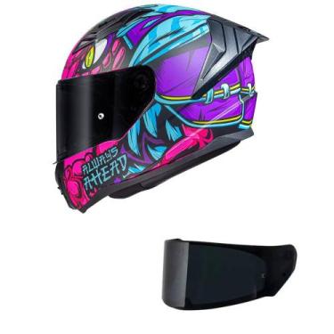 Imagem de Capacete LS2 FF810 Vigo Drillox Roxo e Rosa Fosco Mais Viseira Fumê Ta