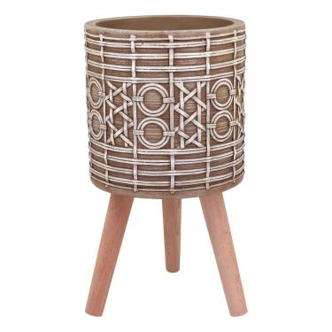Imagem de CACHEPÔ RESINA VASO DECORATIVO ENFEITE PLANTA 54x30x30cm BEGE