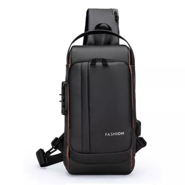 Imagem de Mochila de Ombro Transversal OEM PX2-Preto com Bronze Resistente à Água 30x16x9cm Preto...