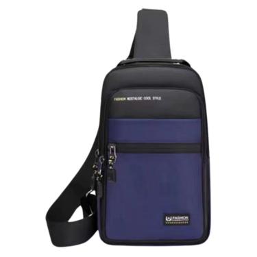 Imagem de Mochila de Ombro Transversal OEM RC3-Azul Compacta 30x16x9cm Azul com Entrada USB e Tra...