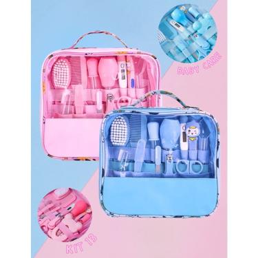 Imagem de Kit Higiene para Bebê 13 Peças Recém Nascido Essencial com Bolsa Azul e Rosa OEM