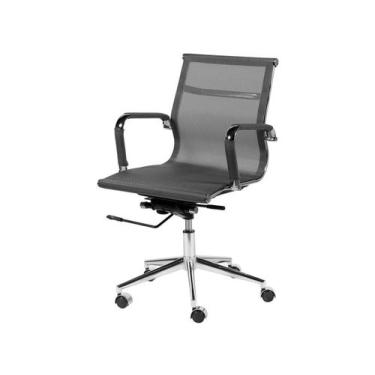 Imagem de Cadeira Boxbit Eames Office Tela Baixa Tela Cinza Base Rodízio Cromada