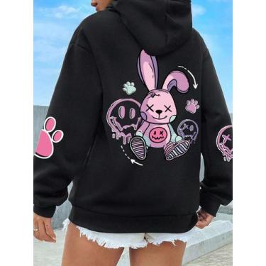 Imagem de Moletom Feminino Oversize Com Estampa Hip Hop, Casual, Moda De Rua, Qu