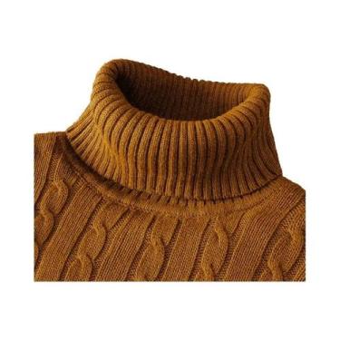 Imagem de Suéter Masculino De Tricô Gola Alta Manga Longa Slim Fit Casual Leve C