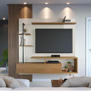 Imagem de Painel para Tv Home Suspenso Ambiente Maragogi Off White Freijó  Colib