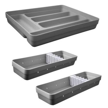 Imagem de Conjunto Organizadores de Gavetas 1 Porta Talheres e 2 Porta Facas OU 