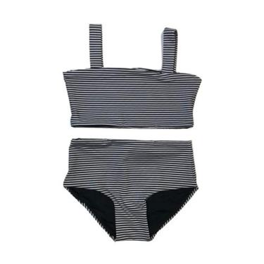 Imagem de Biquíni Infantil Proteção UPF50+ Léla - Branco e Preto - Banho Maria, 