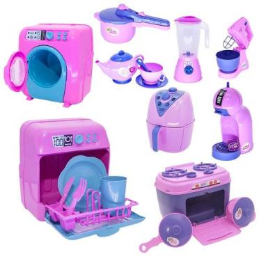 Imagem de Kit Cozinha Infantil Air Fryer Batedeira Fogão Panela 20pç - CLICKCOMP