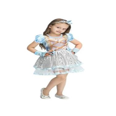 Imagem de Fantasia Menina Princesa Vestido Curto Infantil Aniversario - Fantasia