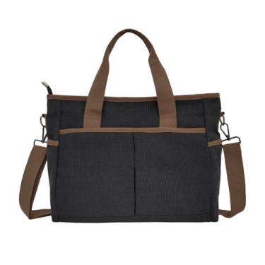 Imagem de Bolsa Sacola Feminina Transversal Lona Vários Bolsos Resistente Casual