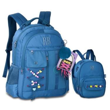 Imagem de Mochila e Lancheira Térmica Kit Rebecca Bonbon cadarços extras, Azul