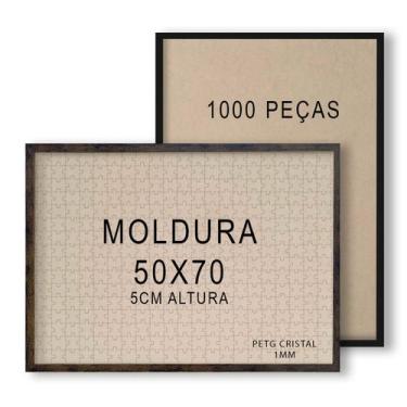 Imagem de Moldura 50x70cm 5cm Alt com Acrílico 1mm Preta Madeira - Decorary deco