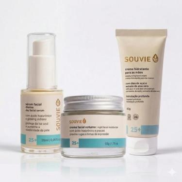 Imagem de Kit Creme Facial + Creme Para Mãos e Sérum Facial 25+ Souvie