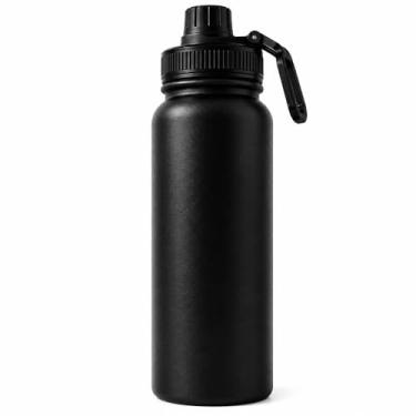 Imagem de Garrafa de Água Térmica Aço Inox Esportiva Academia Isolada a Vácuo Aço Inox 304 de 800ml (PRETA 1321)