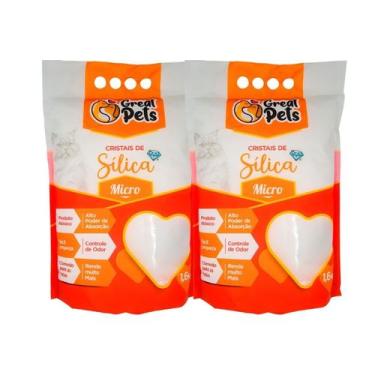 Imagem de 2 Areia Cristais De Sílica Fina Great Pets Para Gatos 1,6 Kg