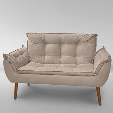 Imagem de Namoradeira Opala 2 Lugares Decorativa Suede com Pés Palito Fibra Siliconada Capuccino Sonho das Poltronas