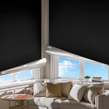 Imagem de Cortinas blackout portáteis para quarto, fácil instalação, sem perfuração, persianas pretas e persianas para janelas internas com fitas de gancho e laço atualizadas, capa de janela 100% blackout para