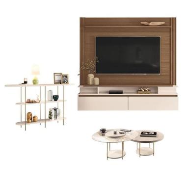 Imagem de Home Suspenso Astor Castanho Off White com Kit Mesa de Centro Sky e Ap