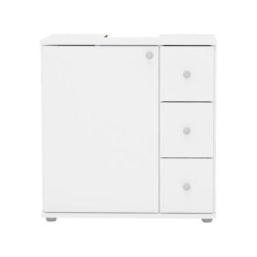 Imagem de Gabinete para Banheiro 1 Porta 3 Gavetas 3386 Politorno, Branco