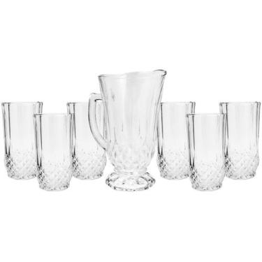 Imagem de Conjunto Jarra 1,25L e 6 Copos de Vidro 260ml Lyor Diamante Incolor Su