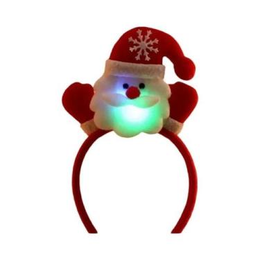 Imagem de Tiara De Natal LED Brilhante Com Orelhas De Rena E Chifres De Papai No