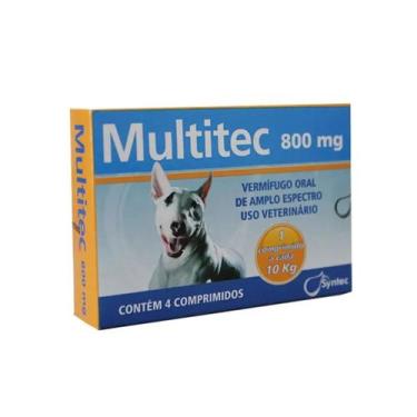 Imagem de Multitec 800mg Vermífugo para Cães até 10kg Syntec 04 Comprimidos