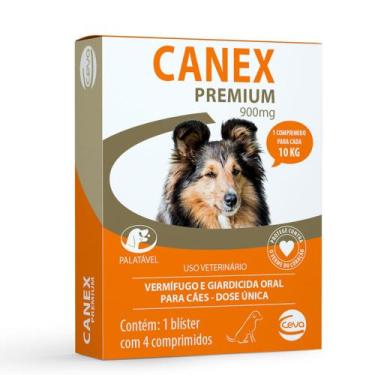 Imagem de Vermífugo Cães Ceva Canex Premium 900mg até 10kg com 4 Comprimidos
