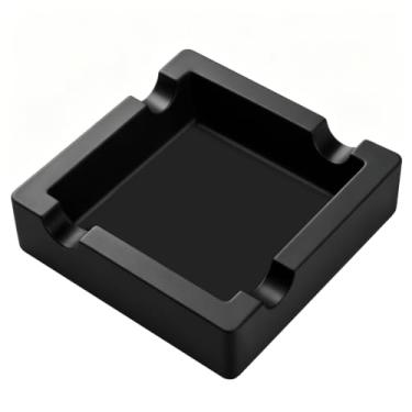 Imagem de Cinzeiro de charuto, cinzeiro de silicone ao ar livre para pátio externo, descansos de charutos grandes, cinzeiros ao ar livre, inquebrável/antiderrapante/resistente a queimaduras (preto)
